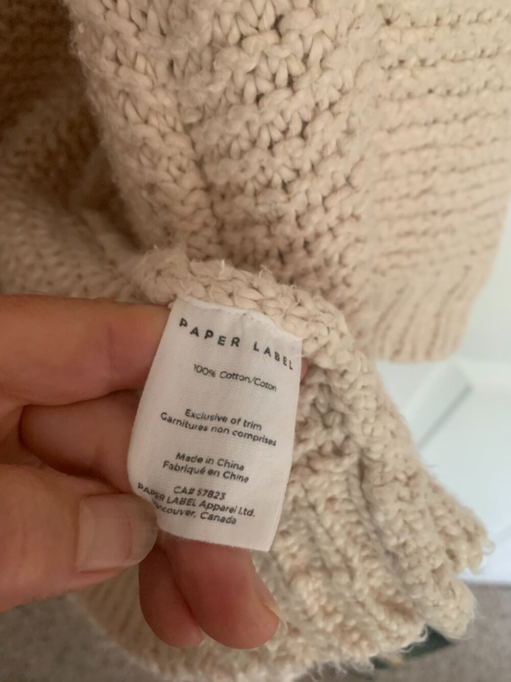 Paper Label 100% Cotton Chunky Knit Cardigan in Natural Beige, Medium - Picture 2 of 3